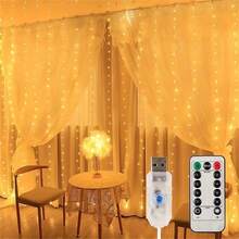 100/200/300/600 Luzes de Corda de Cortina LED, 4 Opções de Cores, 8 Modos de Piscar, Com Controle Remoto, Luzes de Fada para Bottom de Casamento - Alimentado por USB, Decoração de Parede de Quarto, Sala de Estar, Luzes Coloridas, Iluminação de Feriado, Decoração de Festa de Aniversário e Casamento, Guirlanda de Luzes de Corda - Cortina de luz USB - Visão 23
