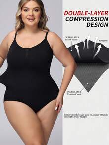 Hapewear Bodysuit For Women Seamless Triangle Tummy Control Bodysuit Slimming Butt Lifter Body Shaper,Anti-Slip Strapless Waist & Tummy Shaping Tops Petite Solid Bandeau Bodysuit ,Tube Summer Body Suit - Black - View 3