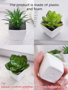 1pc/3pcs Artificial Mini Plastic Potted Green Plants Decor - Indoor Home Living Room, Window, Balcony Greenery Decoration, Wedding Valentine's Day Tabletop Centerpiece - Green - View 7