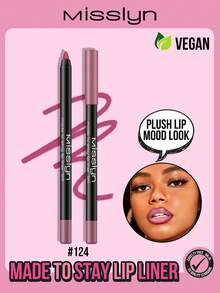 Misslyn 持久显色唇线笔，持久浓郁唇色，凝胶唇线笔，笔芯可替换，顺滑易涂，打造自然妆效，可用卷笔刀削出理想形状，高显色度，打造自然唇妆，超细哑光唇线笔，防晕染 - #124 - 查看 2