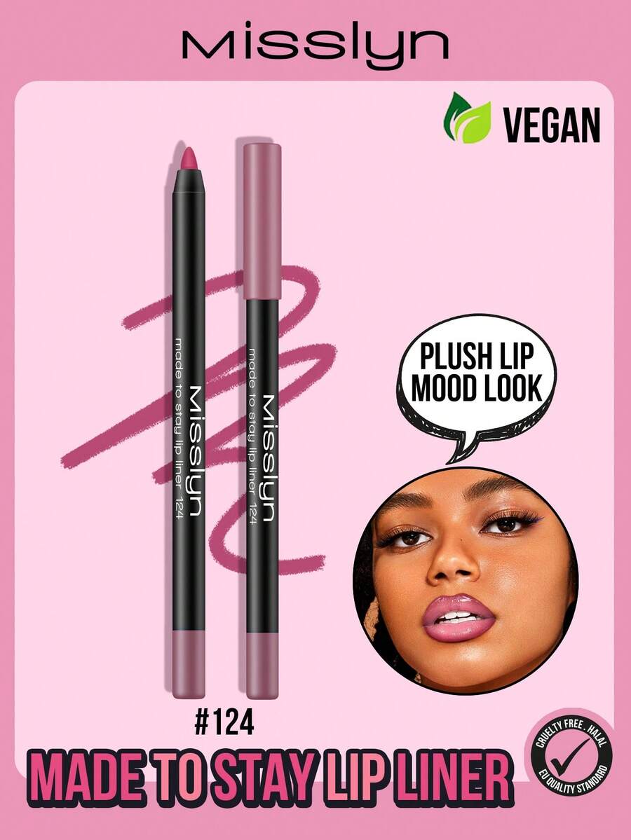 Misslyn 持久显色唇线笔，持久浓郁唇色，凝胶唇线笔，笔芯可替换，顺滑易涂，打造自然妆效，可用卷笔刀削出理想形状，高显色度，打造自然唇妆，超细哑光唇线笔，防晕染