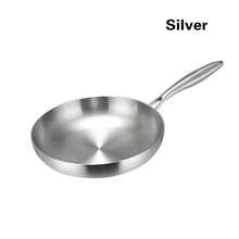 304 Stainless Steel Frying Pan NonStick Pan Fried Steak Pot Uncoated Kitchen - Silver - View 3