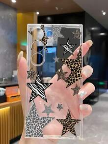 1pc Leopard Print Star Soft Phone Case, Compatible With Huawei Honor, Redmi, MOTO, Galaxy A04e/12/A13/A14/A34/A50/A52/A53/A54/S21/S22/S23/S24/S25/S25 Ultra/S25 FE/S26/S26 PLUS/S26 ULTRA/S26 EDGE, 6A/7A/8A, 12T/13T/15T/15T Pro - Clear - View 6