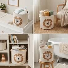 1pc Cartoon Pattern Diaper Paper Diaper Basket, Large Capacity Laundry Basket, Diaper Paper Diaper Storage Basket - Multicolor - View 7