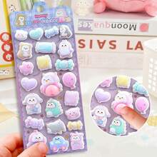 1pc High Quality 3D Soft Squeeze Cartoon Sticker Set, Made Of PP Material, Suitable For DIY Art, Scrapbooking And Crafts, Stress Relief, Decorating Phone Cases, Notebooks, Cute Handmade Supplies - Multicolor - View 12