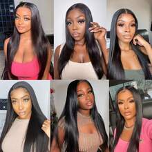 Brazilian Virgin Hair 13x4 13x6 HD Transparent Lace Front Bob Wig Human Frontal Hair 200% Density Straight 5x5 Inch Pre Cut Pre Plucked With Baby Hair Wigs Glueless Human Blended Hair Wigs Natural Hairline For Women Natural Black - Natural & Black - View 10