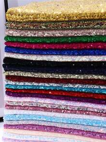 1 pieza de tela brillante con lentejuelas de 3mm de colores, adecuada para decoración de fondo de boda, alfombra, confección de vestidos DIY, material brillante - A - Ver 1