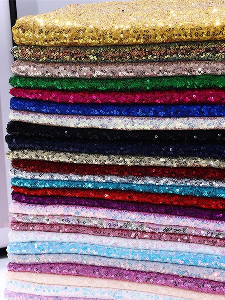 1 pieza de tela brillante con lentejuelas de 3mm de colores, adecuada para decoración de fondo de boda, alfombra, confección de vestidos DIY, material brillante - A - Ver 1