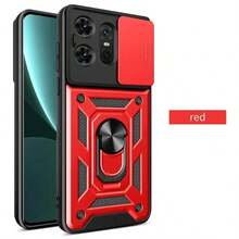 Shockproof Armor Case For IPhone 13 14 15 16 17 Pro Max Plus 17Air  Ring Holder Slide Lens Protect Cover - Red - View 1