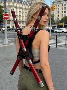 1 Dây đeo kiếm đôi bằng da PU có thể điều chỉnh cho lễ hội Carnival Deadpool, phụ kiện hóa trang hiệp sĩ thời Phục Hưng Trung Cổ, chiến binh Viking, áo vest, giá treo vũ khí, trang phục sinh nhật, tiệc độc thân, Halloween, lễ hội Carnival. - màu đen - Xem 6