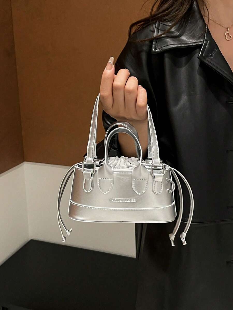 Bolso de mano y bandolera tipo cubo para maquillaje con estampado de cocodrilo miniatura