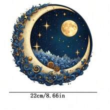 1张/2张/3张装 耐用持久的热转印贴纸，星空月亮图案，可用于T恤、卫衣、牛仔裤、连帽衫、背包、夹克、手提包、枕头等DIY装饰。 - L - 查看 8