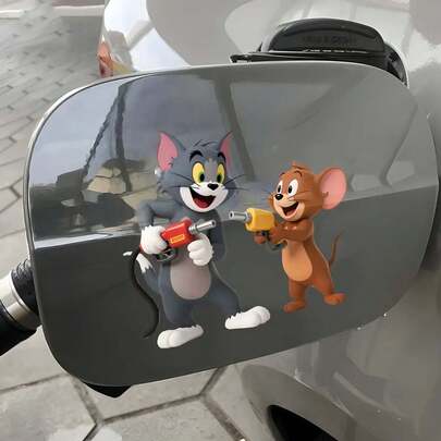 1pc Cartoon Jerry Mouse Car Exterior Sticker, Gas Tank Sticker, Sun Shade, Anti-Scratch Car Exterior Accessory
