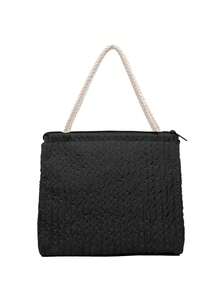 1个多功能妈妈包，轻便手提包，带刺绣设计，适合妈妈和宝宝使用 - 黑色 - 查看 6