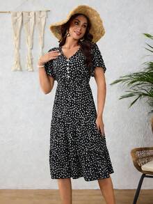 Women Midi Dresses - Black - View 6
