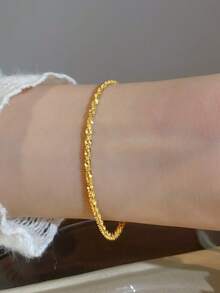 925 Sterling Silver Starry Sky Bracelet & Anklet Set, Luxury Jewelry Gift Box, Hypoallergenic For Women - Gold - View 5