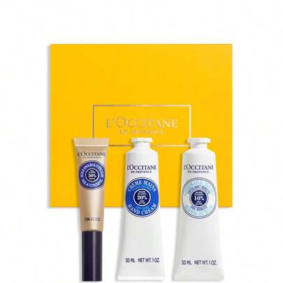 L'Occitane The Secret To Beautiful Hands 3 Pcs Set (Shea Butter Hand Cream 1oz + One Minute Hand Scrub 1oz + Nail & Cuticle Oil 0.25oz)