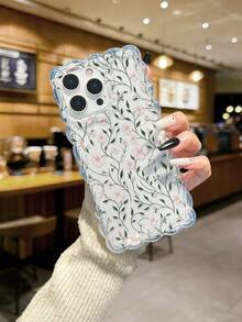 Floral Painted Braided Wave Edge Minimalist High-End TPU Painted Anti-Drop Phone Case Compatible With IPhone 17pro/17Air /17/17promax 16/11/16pro/16plus/16promax/16e/15Promax/13/14/12/XS/XR/7G/8PXR /7/8, Painted TPU Anti-Drop Soft Case Compatible With IPhone 15Promax, 13, 14, 11, X, 12/14 Painted TPU Anti-Drop Soft Case - Multicolor - View 3