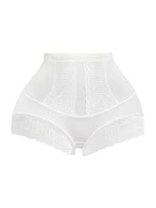 High Waist Tummy Control Seamless Lace Panties Breathable Tummy Control Underwear With Butt Lift Shaping Triangle Briefs - White - View 10