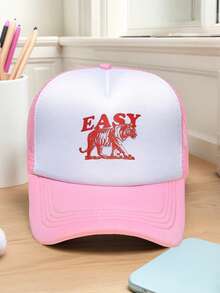 1pc Men's & Women's "Tiger EASY" Printed Baseball Cap Adjustable Design, Lightweight And Comfortable To Wear Ideal For Hiking, Mountaineering, Travel, And Outdoor Sports Unisex Baseball Cap For Men And Women Casual Streetwear Fashion Hat,Beach,Holiday - Multicolor - View 9