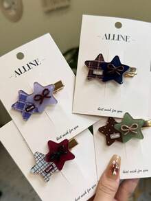 Korean Style Star Bow Polka Dot Duck Clip Cute Sweet Bangs Clip Fresh Hair Clip - Multicolor - View 5