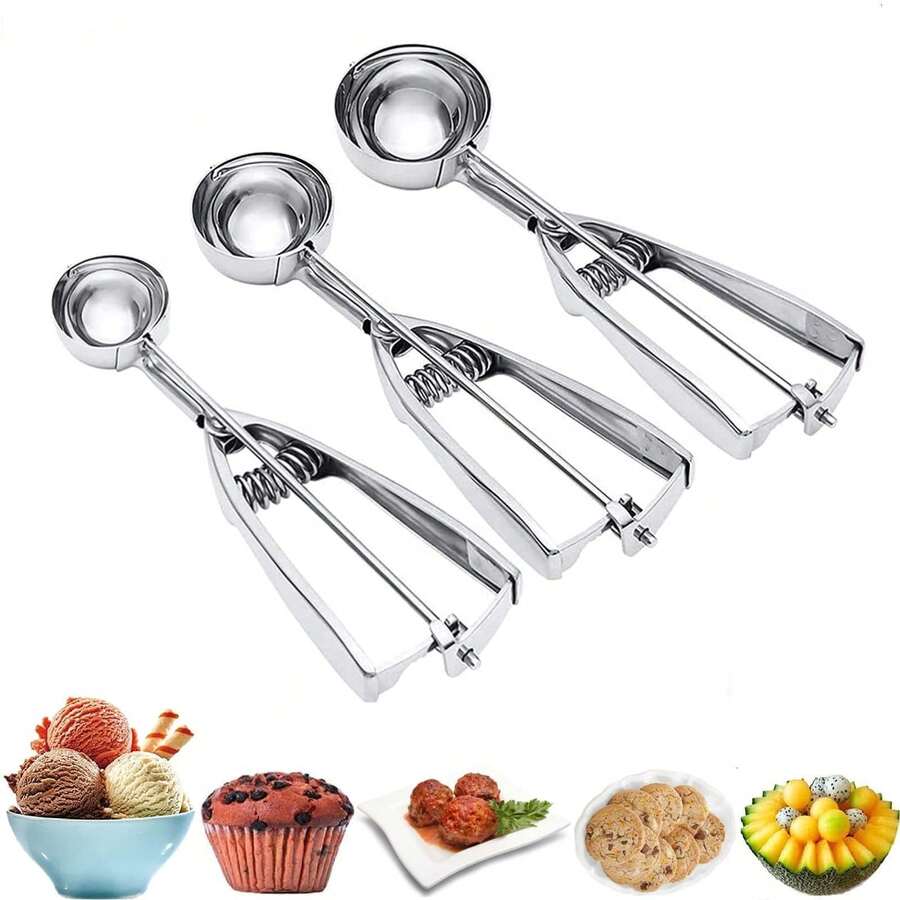 1 pieza Cuchara para helado de acero inoxidable premium - Perfecta para excavar y servir helado, utensilio de cocina - Multicolor - Ver 1