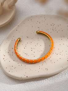 1 chiếc vòng tay nữ bằng thép không gỉ, mạ vàng, kiểu dáng tối giản hình tre, tráng men nhiều màu sắc, thích hợp cho các buổi hẹn hò, tiệc tùng và công sở. - vòng đeo tay - Xem 6