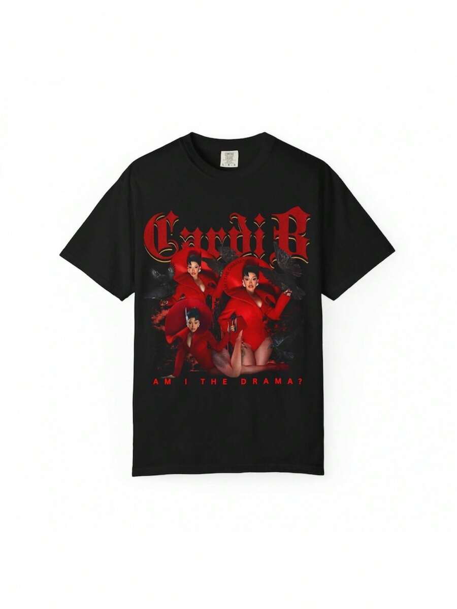 Am I The Drama T-Shirt - Official Rap Song Print Casual Round Neck Tee, Fan Art Apparel For Year-Round Wear (Machine Washable, Black) - 黑色5 - 查看 1