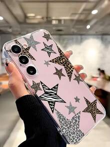 1pc Leopard Print Star Soft Phone Case, Compatible With Huawei Honor, Redmi, MOTO, Galaxy A04e/12/A13/A14/A34/A50/A52/A53/A54/S21/S22/S23/S24/S25/S25 Ultra/S25 FE/S26/S26 PLUS/S26 ULTRA/S26 EDGE, 6A/7A/8A, 12T/13T/15T/15T Pro - Clear - View 7