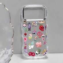 Skull Mobile Phone Case Decorated With Colorful Flowers And Sweet Treats Design Suitable For IPhone 16, 15, 14, 13, 12 And 11 Pro Models Made Of TPU Material And Provides Shockproof Protection Perfect For Family Friends Children Birthdays Spring Holidays Boyfriends Girlfriends And Valentine's Day Gifts - 透明CZ33 - 查看 5