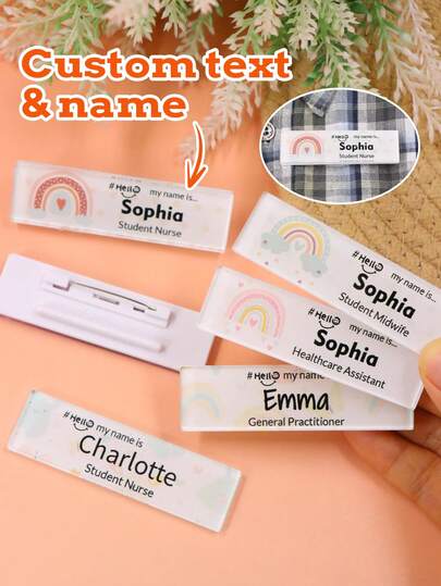 LICVIC Crachá personalizado para uso profissional, crachá de peito com texto personalizado para enfermeiros e profissionais da saúde, um presente atencioso para formaturas ou para o trabalho, etiqueta de identificação personalizada para uso diário, crachá de identificação personalizável com clipe para escritórios, clínicas e ambientes de serviço.