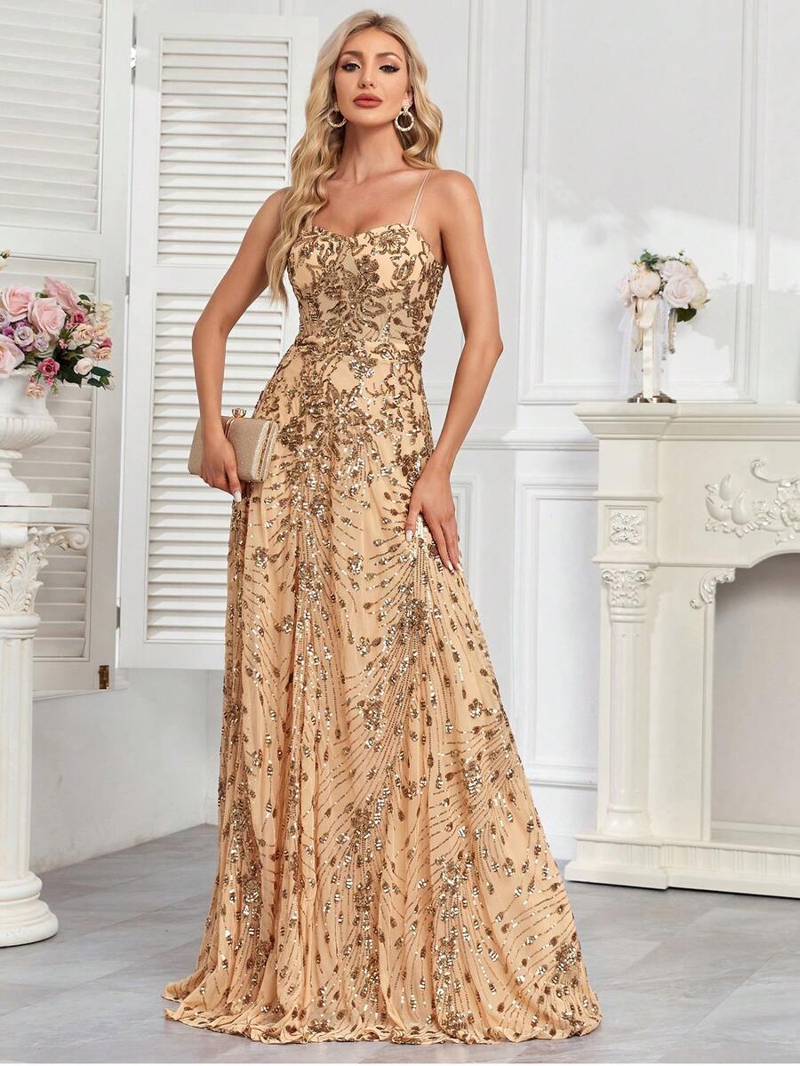 Elegante vestido de noche de lentejuelas sexy, estilo sirena largo, adecuado para bailes formales, fiestas de bodas de lujo, eventos de cóctel, también adecuado como invitado de boda, ceremonia de graduación, vestido de cena