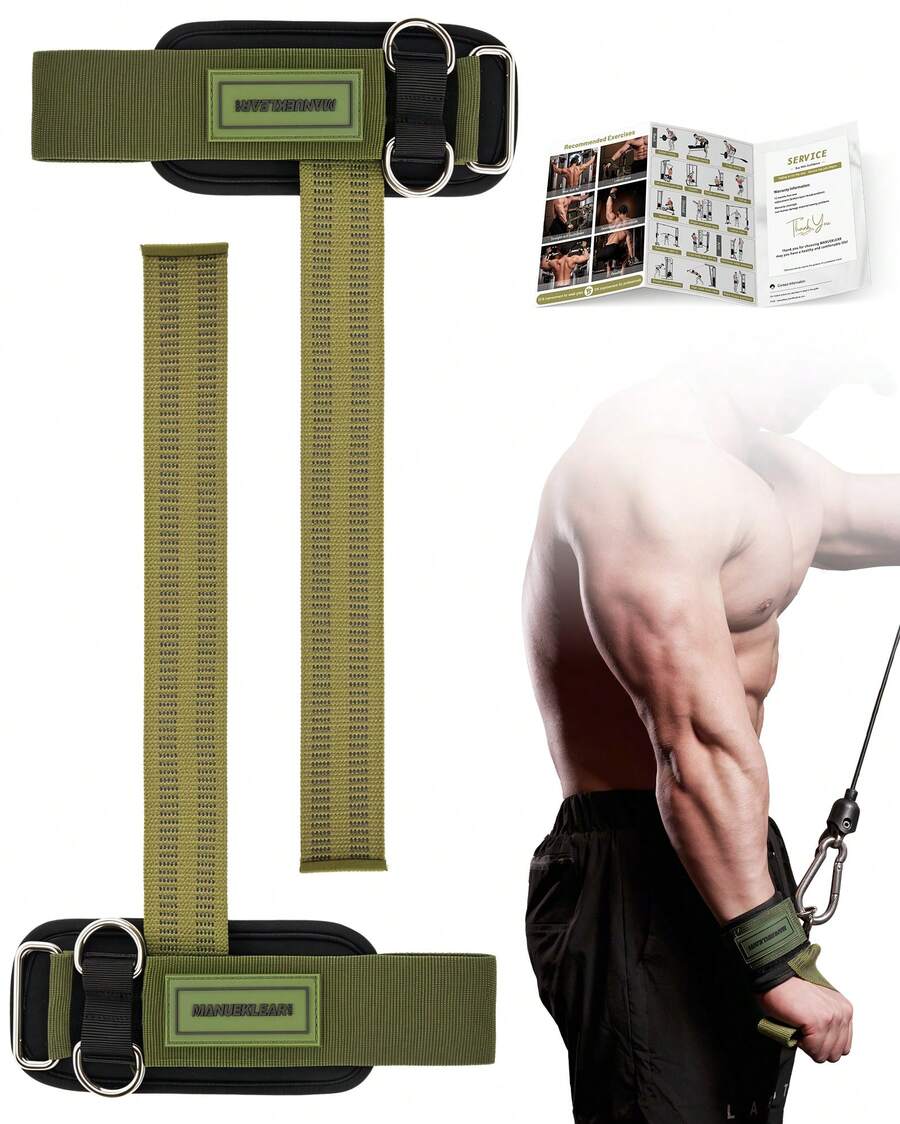 MANUEKLEAR Non-Slip Wrist Straps For Weightlifting Deadlifting, Gym Lifting Straps With D Rings For Cable Machine Workout, 10mm Neoprene Padded Weight Lifting Wrist Wraps For Men Women - Green - View 1