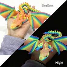 最新款3D打印双角飞龙，带翅膀，多关节灵活，激光渐变潮流模型玩具 - 完美礼物、生日礼物、理想礼物、惊喜礼物、节日礼物、季节性礼物、万圣节礼物、圣诞节礼物、游戏爱好者精致礼物、复活节礼物 - 彩色 - 查看 14
