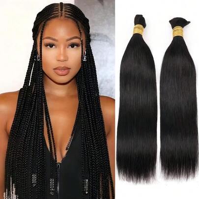 Boho Braids Human Hair Bundles Straight Braiding Hair Bulk Crochet Human Hair Bulk Hair Extensions 2 Bundles No Weft 16-26