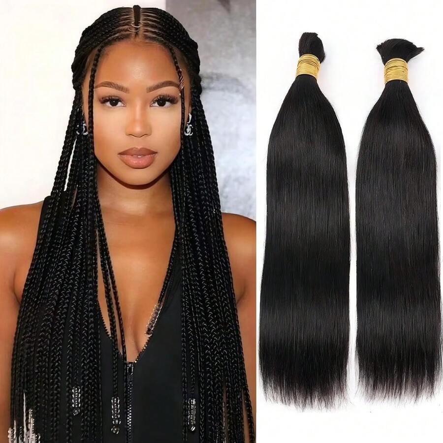 Boho Braids Human Hair Bundles Straight Braiding Hair Bulk Crochet Human Hair Bulk Hair Extensions 2 Bundles No Weft 16-26
