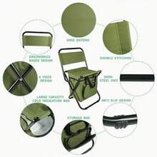 1pc Portable Folding Fishing Chair With Cooler Bag - Lightweight Outdoor Stool, Compact Foldable Design, Suitable For Fishing, Hunting, Beach, Camping, With Portability And Beverage Storage Function - Multicolor - View 7