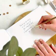 Personalized Wedding Guest Book, Horizontal Wedding Book With Letter Name, Hardcover Wedding Guest Book, Wedding Guestbook, Customized Eucalyptus Wedding Guestbook, Wedding Keepsake, Wedding Scrapbook, Wedding Book, 36-Page Wedding Guest Book, Single-Sided Customized Wedding Guest Book, Cover Customized Wedding Guest Book - White - View 3