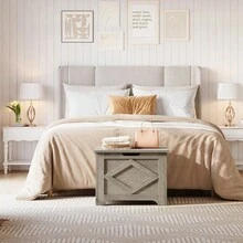 23.6 Storage Trunk With Lid, Large Toy Chest, Wooden Storage Bench With Safety Hinge, Lift-Top Seat With Hidden Storage, For Bedroom, Living Room, Entryway - Washed Ash - View 4
