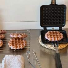 1件经典方形/圆形铝制烘焙模具，华夫饼机和煎锅烹饪用具 - 黑色 - 查看 6