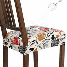 SearchI Juego de 6 fundas de asiento para silla de comedor lavables y elásticas para sillas de comedor protector de funda de asiento de comedor con cubierta trasera flor naranja - Flor Naranja - Ver 1
