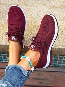 Women's Orthopedic Comfort Slip-On Sneakers - With Arch Support And Skin-Friendly Foam, Breathable Knitted Fabric, All-Day Lightweight Walking Shoes, Non-Slip PVC Sole - Suitable For Nurses, Teachers, Standing And Running Errands, Orthopedic Shoes, Delicate Embossed Design, Exquisite Embroidery, Soft Cushioning, Comfortable For Long Hours Of Standing - 紅色 - 查看 3