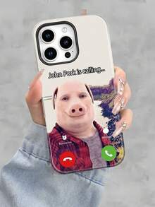 Selected "John Pork Is Calling" Printed All Inclusive Mixed Color Phone Case Suitable For IPhone17PRO MAX/17 AIR/15ProMax/16PROMAX/GalaxyS22/S23/S24/S23 Plus/S24 Ultra/S25/A15/A33/A23  A Must-Have For Daily Commuting - Anti Fading, Immaculate, Holy Mother's Day, Independence Day Gift, Valentine's Day, Birthday Gift For Family And Friends. - White - View 1