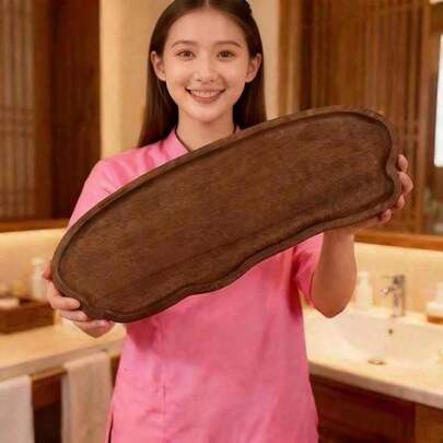 1pc Wooden Tray, Serving Platter, Multipurpose Home Decor And Functional Piece, Suitable For Holding Fruits, Cakes, Snacks, Desserts Or Cheese, Great For Gatherings Or Afternoon Tea, Decorative Tray