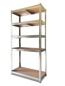 Nyana Home鍍鋅金屬儲物架 | 5層加固擱板 | 總承重875公斤（每層175公斤） | 多功能儲物架，適用於車庫、儲藏室、倉庫或工作室 | 模組化設計，可轉換為工作台 | 防腐蝕鍍鋅鋼結構 | 無需螺絲，輕鬆組裝 | 尺寸：180厘米90x400厘米 - 灰色 - 查看 5