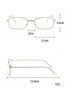 1pc Small Square Frame Glasses Frame For Women With Small Faces, Narrow Gold-Rimmed Gold-Rimmed Ultra-Light White Copper Rectangular Glasses Clear Glasses Accessories - Bạc - Xem 8