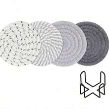 Nordic Style Round Placemats - Woven Heat Insulation Coasters, Bowl Pads, Cup Mats Set - Multicolor - View 11