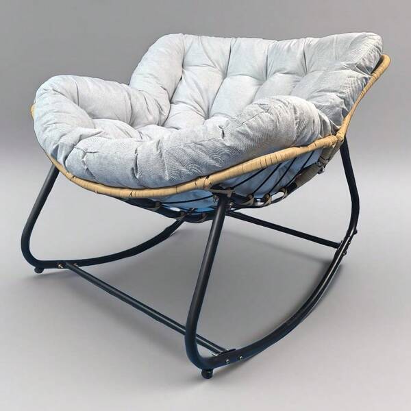 Oversized Rattan Rocking Egg Chair For Patio Indoor Relaxing