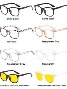 1副男女通用方形亚克力经典时尚光学眼镜，适合日常佩戴 - 彩色 - 查看 6