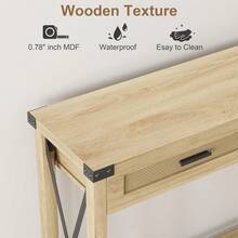 Mesa de Entrada Bohemia con Cajones de Ratán 43 Pulgadas - Consola con Almacenamiento para Sala, Pasillo y Vestíbulo - Color de la madera - Ver 5